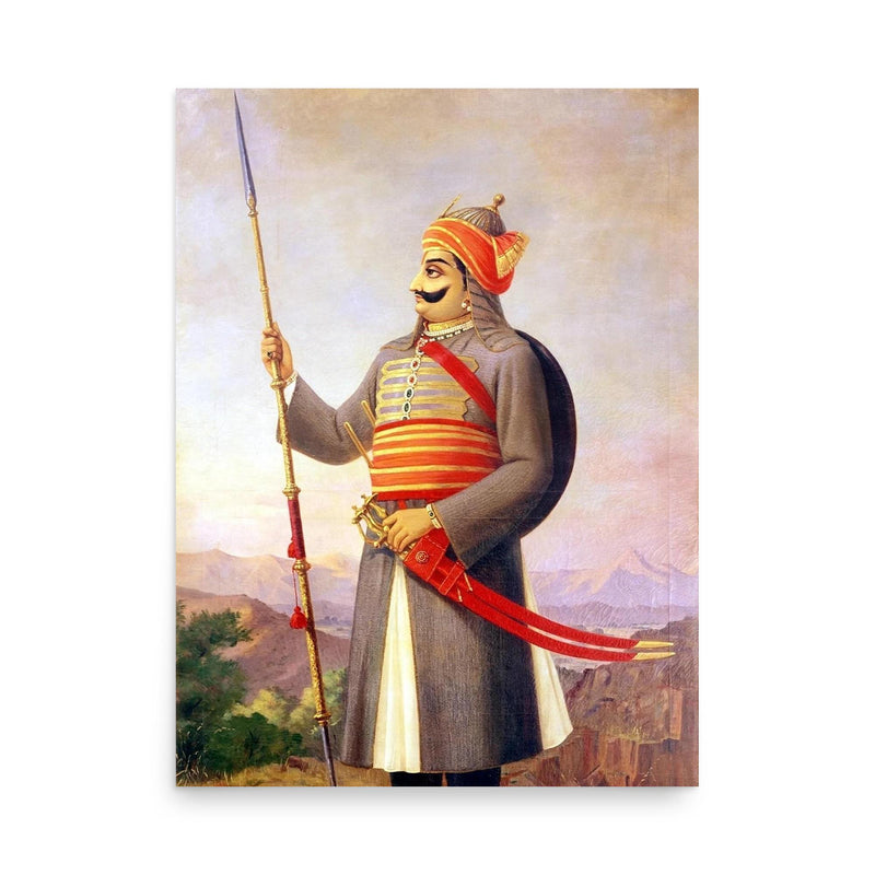 Maharana Pratap poster on a plain backdrop in size 18