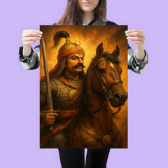 Maharana Pratap with Chetak portrait poster 3
