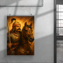 Maharana Pratap with Chetak portrait poster 4