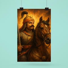 Maharana Pratap with Chetak portrait poster 6