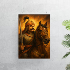 Maharana Pratap with Chetak portrait poster 7