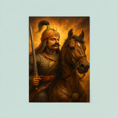Maharana Pratap with Chetak portrait poster 8