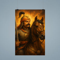 Maharana Pratap with Chetak portrait poster 9