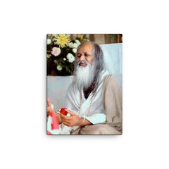 Maharishi Mahesh Yogi canvas print on a plain backdrop in size 12"x16".