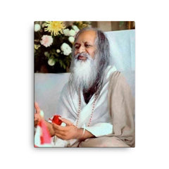 Maharishi Mahesh Yogi canvas print on a plain backdrop in size 16"x20".