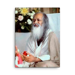 Maharishi Mahesh Yogi canvas print on a plain backdrop in size 18"x24".