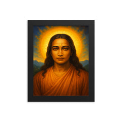 Mahavatar Babaji framed print on a plain backdrop in size 8"x10".