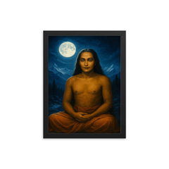 Mahavatar Babaji in Himalayan moonlight framed print on a plain backdrop in size 12"x16".