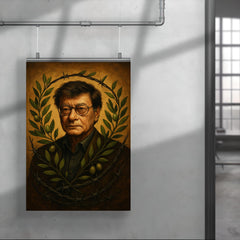 Mahmoud Darwish with olive branches and barbed wire poster 4