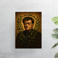 Mahmoud Darwish with olive branches and barbed wire poster 7