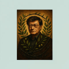 Mahmoud Darwish with olive branches and barbed wire poster 8
