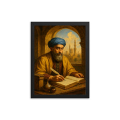 Maimonides in Cairo physician study framed print on a plain backdrop in size 12"x16".