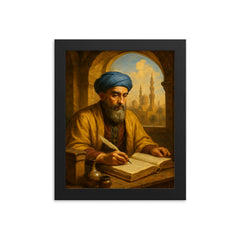Maimonides in Cairo physician study framed print on a plain backdrop in size 8"x10".