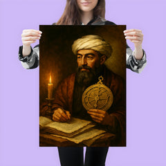 Maimonides with astrolabe and candlelit manuscripts poster 3