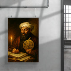 Maimonides with astrolabe and candlelit manuscripts poster 4