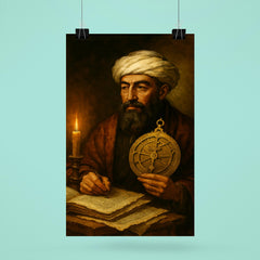 Maimonides with astrolabe and candlelit manuscripts poster 6