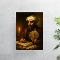 Maimonides with astrolabe and candlelit manuscripts poster 7