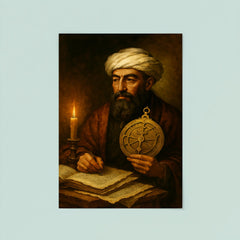 Maimonides with astrolabe and candlelit manuscripts poster 8
