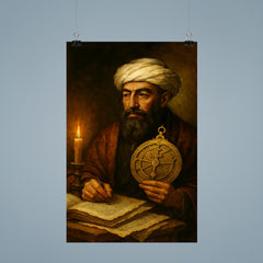 Maimonides with astrolabe and candlelit manuscripts poster 9