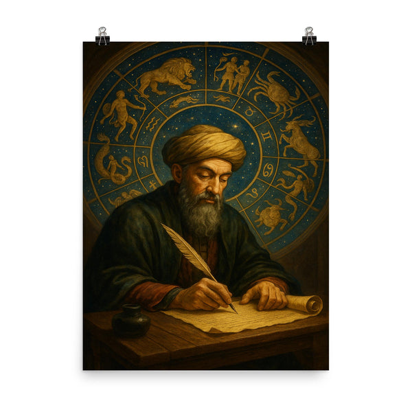 Maimonides Writing Under Celestial Zodiac Dome Poster Print | Historic ...