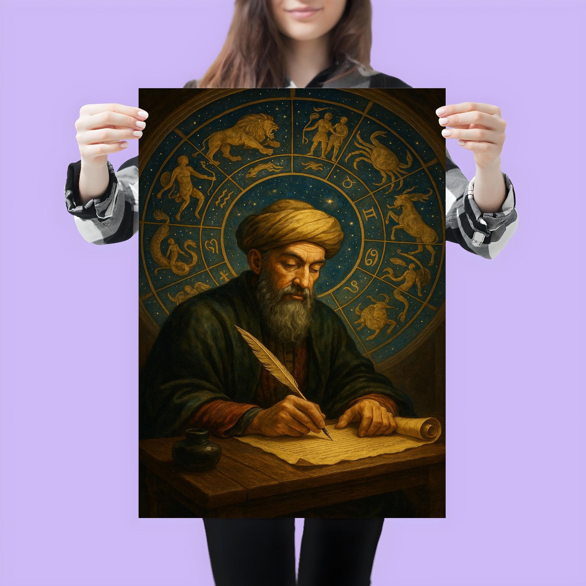 Maimonides Writing Under Celestial Zodiac Dome Poster Print | Historic ...