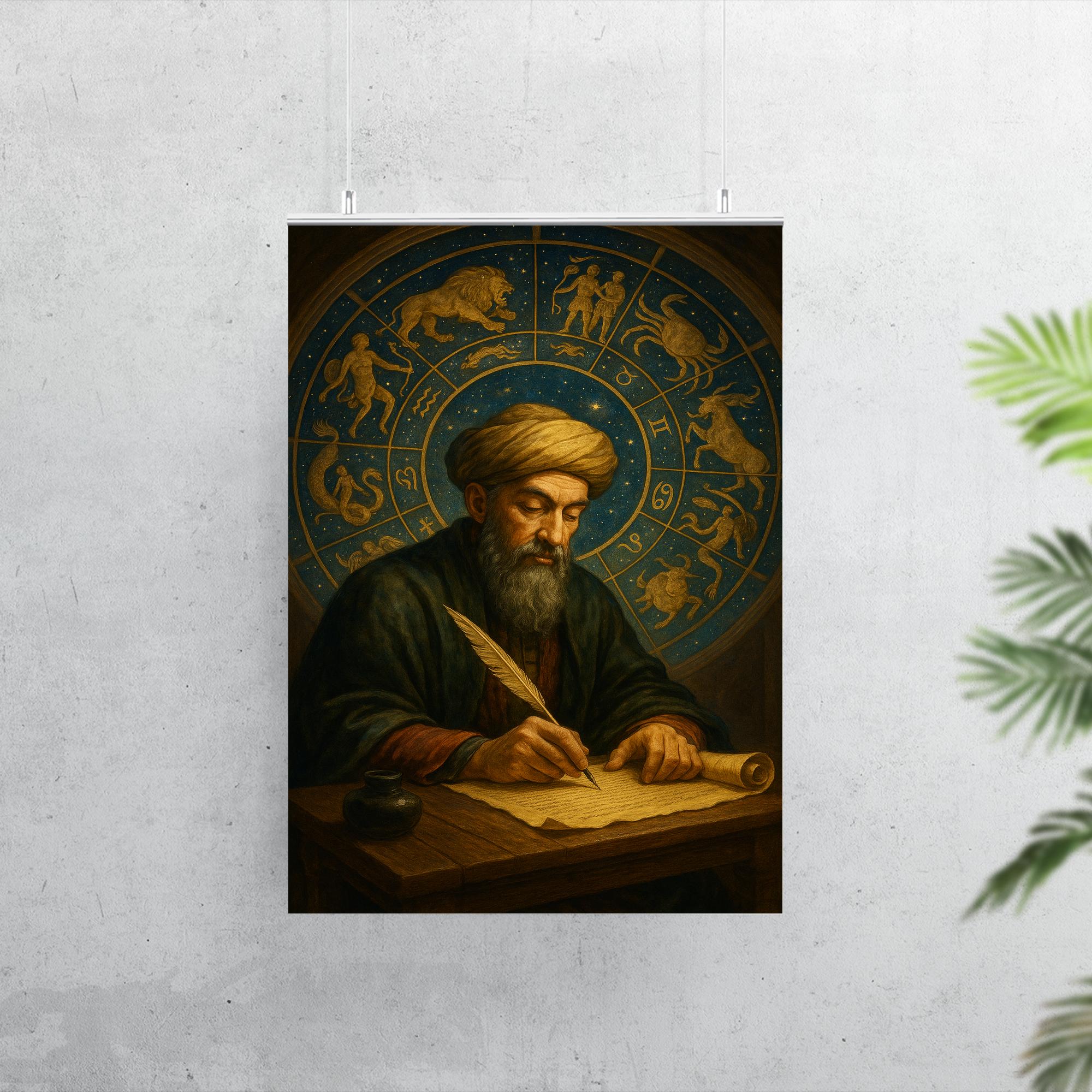 Maimonides Writing Under Celestial Zodiac Dome Poster Print | Historic ...