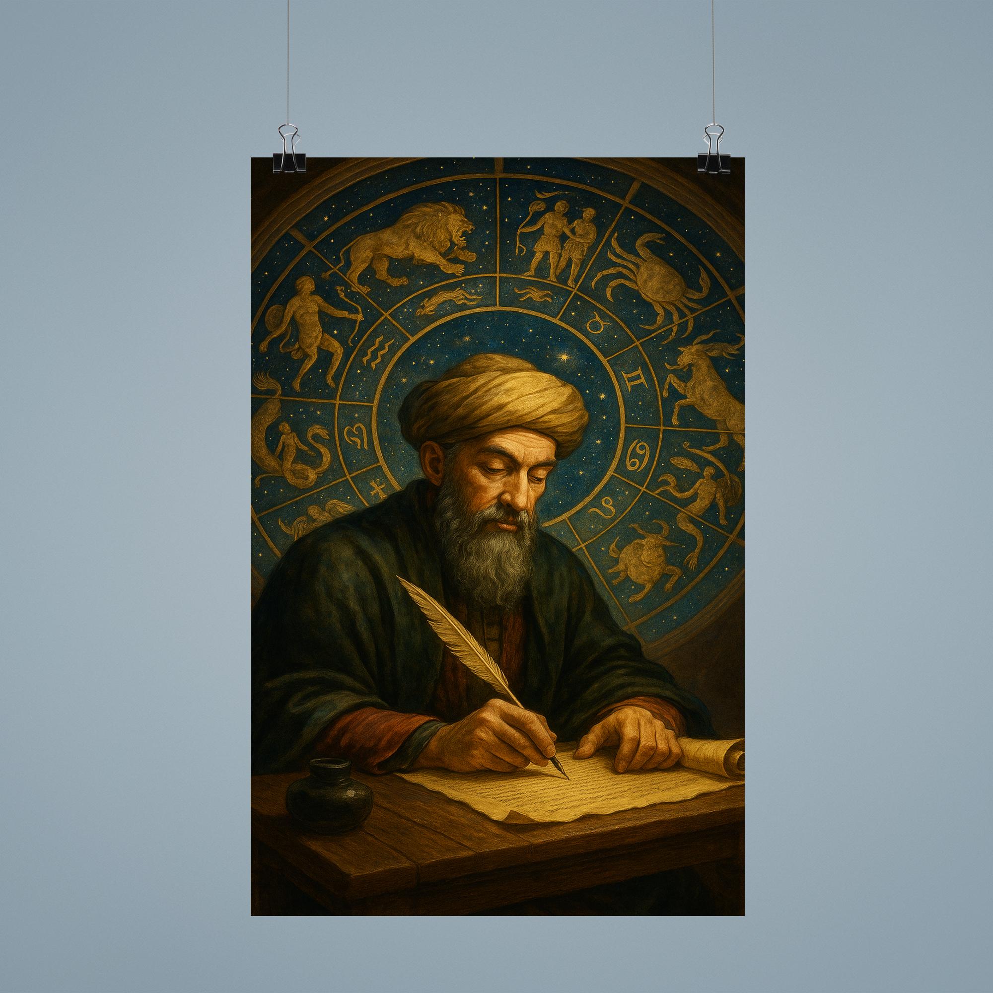 Maimonides Writing Under Celestial Zodiac Dome Poster Print | Historic ...