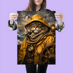 Maine Coon sea captain in oilskins poster 3
