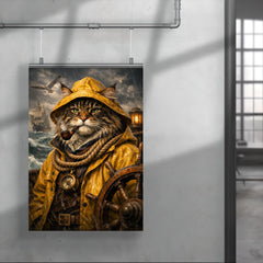 Maine Coon sea captain in oilskins poster 4