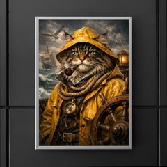 Maine Coon sea captain in oilskins poster 5