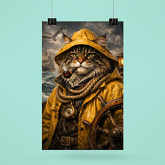 Maine Coon sea captain in oilskins poster 6