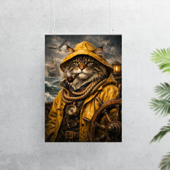 Maine Coon sea captain in oilskins poster 7