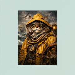Maine Coon sea captain in oilskins poster 8