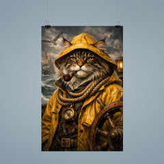 Maine Coon sea captain in oilskins poster 9