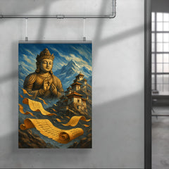 Maitreya prophecy scrolls in windswept Himalayan monastery poster 4