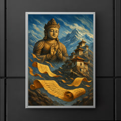 Maitreya prophecy scrolls in windswept Himalayan monastery poster 5