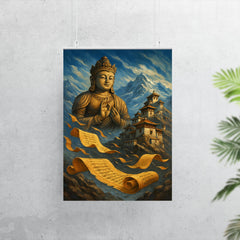 Maitreya prophecy scrolls in windswept Himalayan monastery poster 7