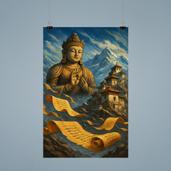 Maitreya prophecy scrolls in windswept Himalayan monastery poster 9