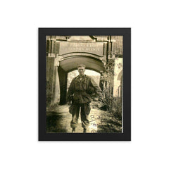 Major Dick Winters, Commander of the 506th Parachute Infantry Regiment, 101st Airborne Division, Holland, 1944 framed print on a plain backdrop in size 8"x10".