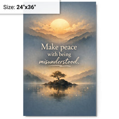 Make peace with being misunderstood metal print on a plain backdrop in size 24"x36".