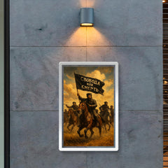 Makhno black banner cavalry in Ukrainian steppe poster 2