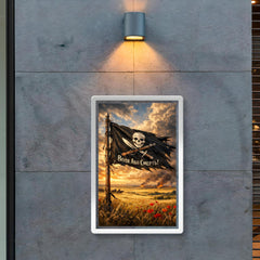 Makhno black banner over Ukrainian steppe poster 2