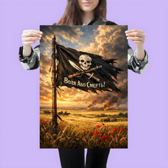 Makhno black banner over Ukrainian steppe poster 3