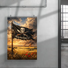Makhno black banner over Ukrainian steppe poster 4