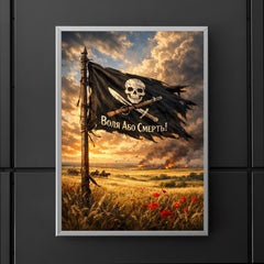 Makhno black banner over Ukrainian steppe poster 5