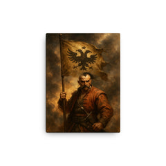 Maksym Kryvonis Cossack standard in smoke canvas print on a plain backdrop in size 12"x16".