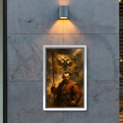 Maksym Kryvonis Cossack standard in smoke poster 2