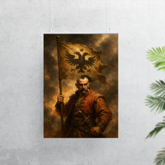 Maksym Kryvonis Cossack standard in smoke poster 7