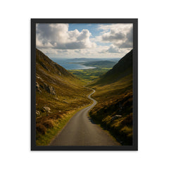 Mamore Gap Viewpoint Ireland framed print on a plain backdrop in size 16"x20".