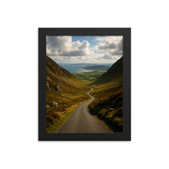 Mamore Gap Viewpoint Ireland framed print on a plain backdrop in size 8"x10".